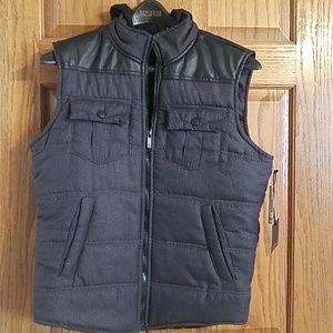Men’s vest, hooded, sz S, black